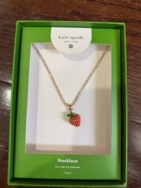kate spade strawberry charm necklace - red & green